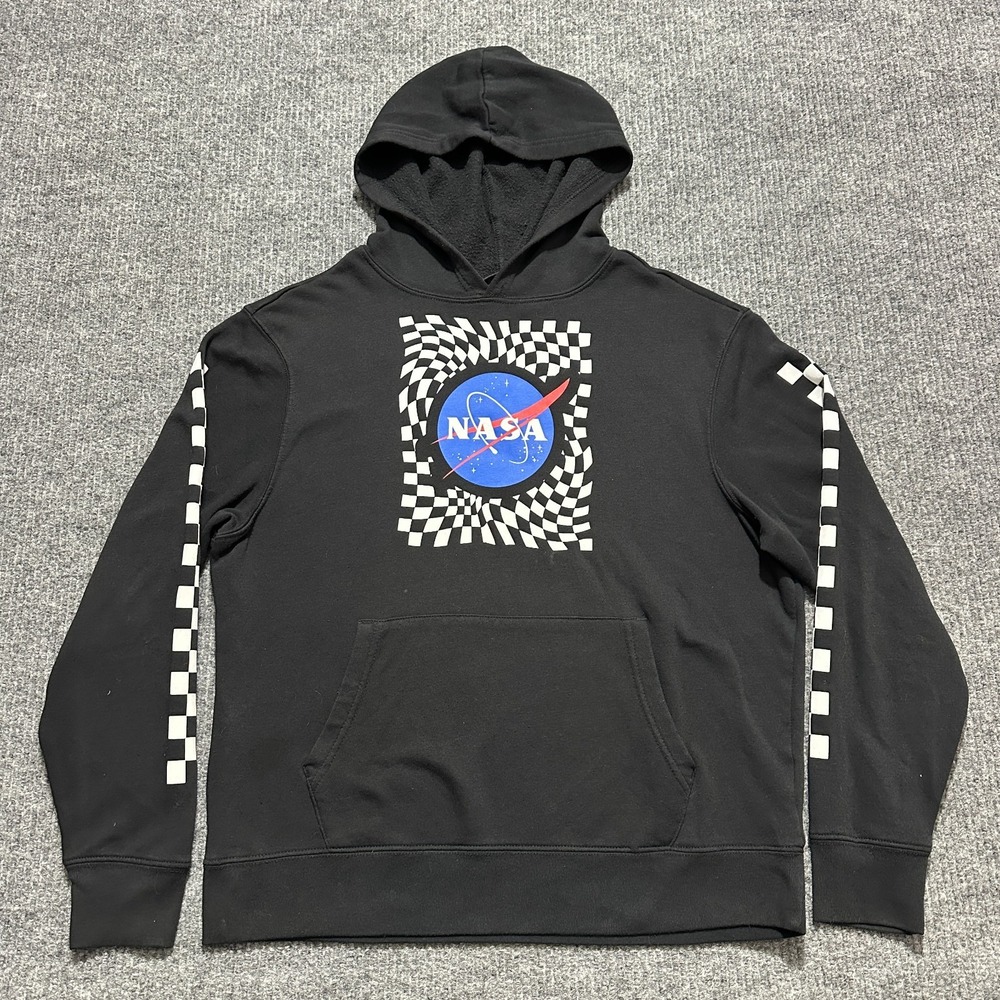 Mad Engine NASA Mens Pullover Hoodie Sweatshirt Size Medium Black Long Sleeve